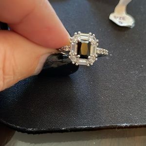 Ring Bomb Party Size 9 Sweetly Simple Black Onyx Cubic Zirconia Rhodium Plating